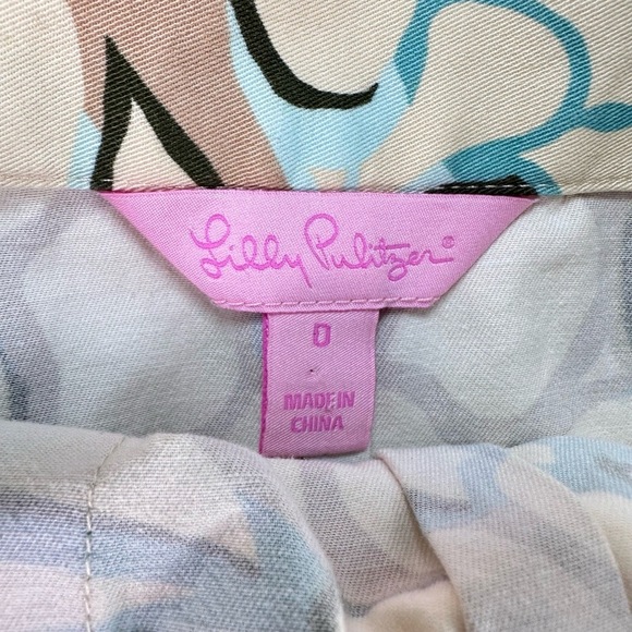 Lilly Pulitzer MultiColor Abstract Pleated KneeLength ALine Skirt Womens Size 0 - Picture 2 of 9
